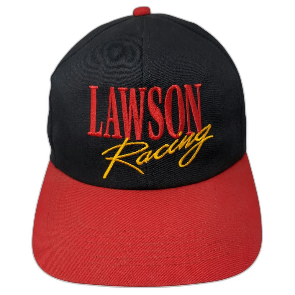Black Red Baseball Cap One Size Lawson Racing Embroidered Snapback Twill Hat